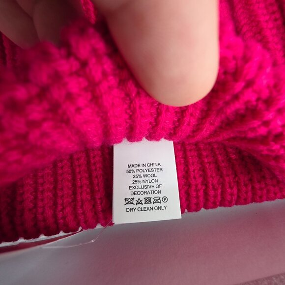 Kate Spade NY Chenille Patch Knit Box Set Beanie Hat Mittens Pink Black Gift New - Picture 9 of 11